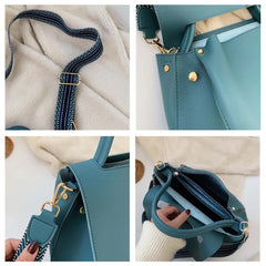 PU Leather Crossbody Bag For Women Solid Shoulder Messenger Bag Lady
