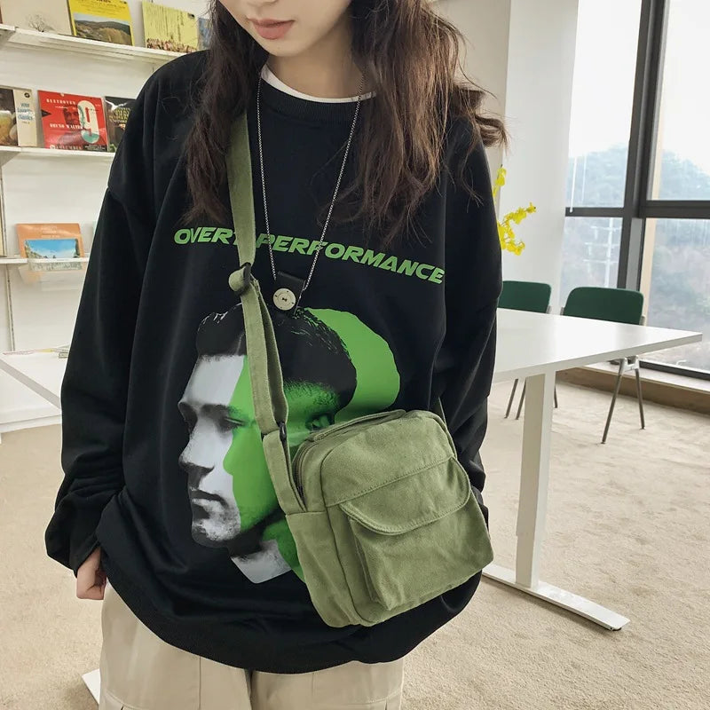 Small Canvas Crossbody Bags for Women Mini Shoulder Phone Purse Girl Student
