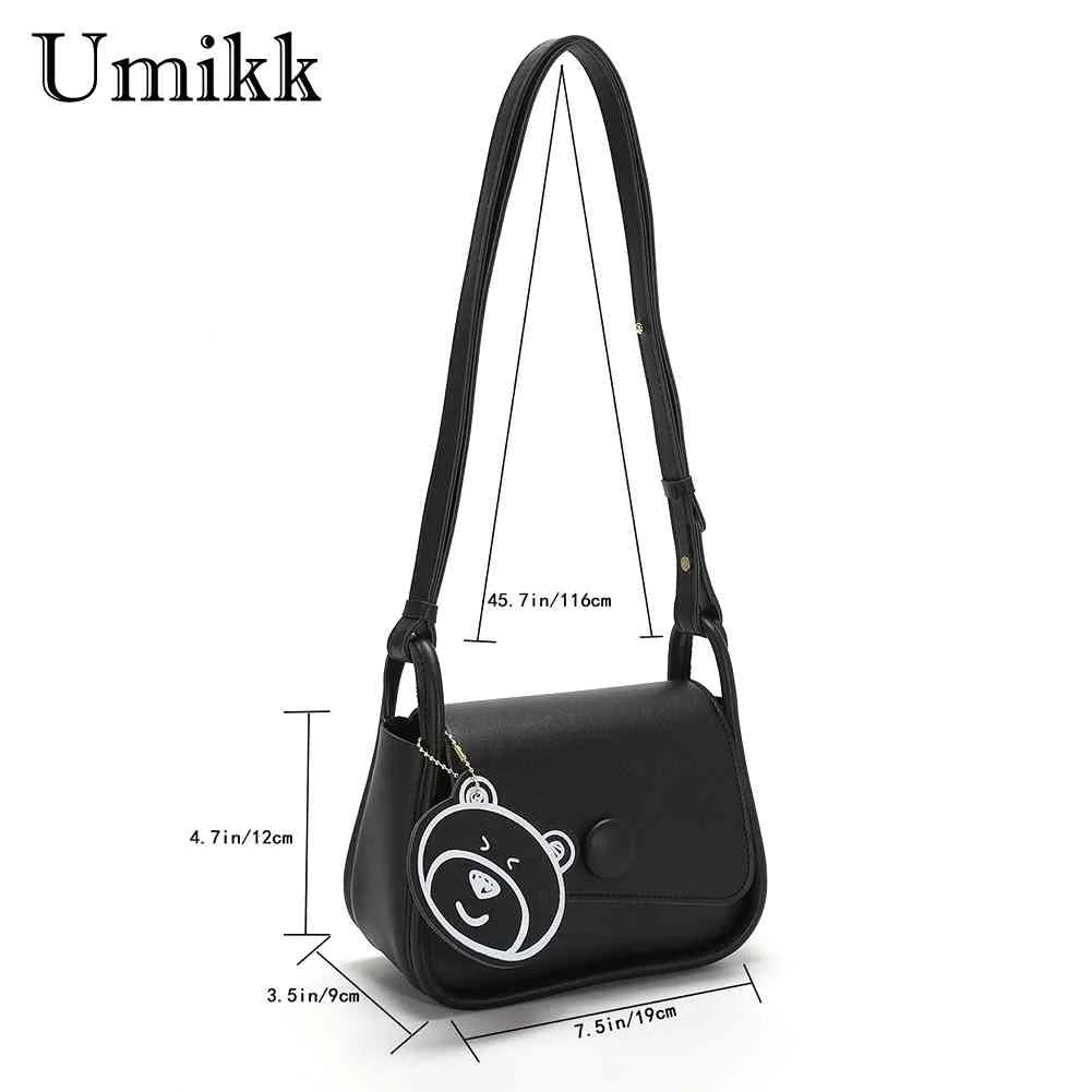 Small Crossbody Bag PU Leather Lightweight with Bear Pend