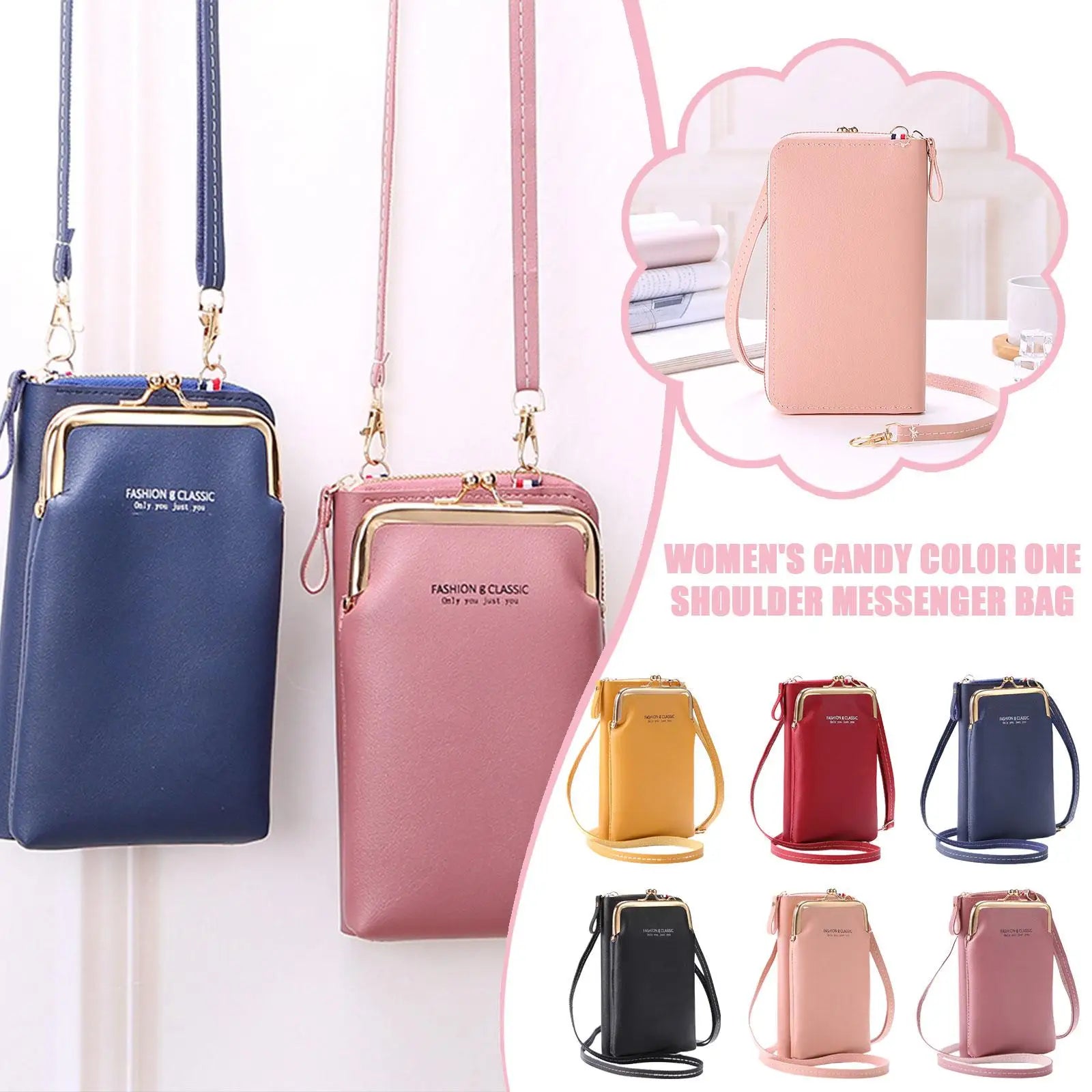 Matte Leather Crossbody Mini Bag Wallet for Women