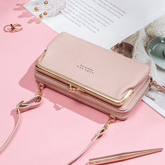 Women's Mini PU Leather Crossbody Bag Yellow Shoulder Messenger Phone Purse