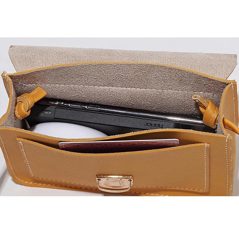 Small Crossbody Bag Mini PU Leather Shoulder Messenger Yellow Bolsas
