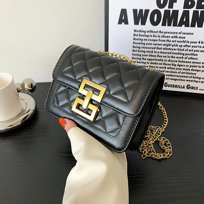 Women's Small Crossbody Bag PU Leather Chains Shoulder Messenger