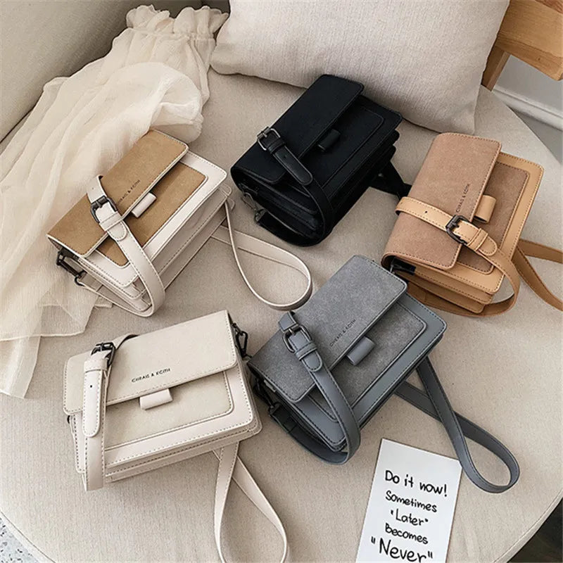 Small Flap Shoulder Bags Women Wide Strap Crossbody Bag