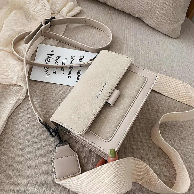 Small Flap Shoulder Bags Women Wide Strap Crossbody Bag