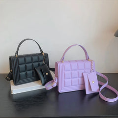 Women's Small Flap Shoulder Bag Candy PU Leather Totes Crossbody Handbag
