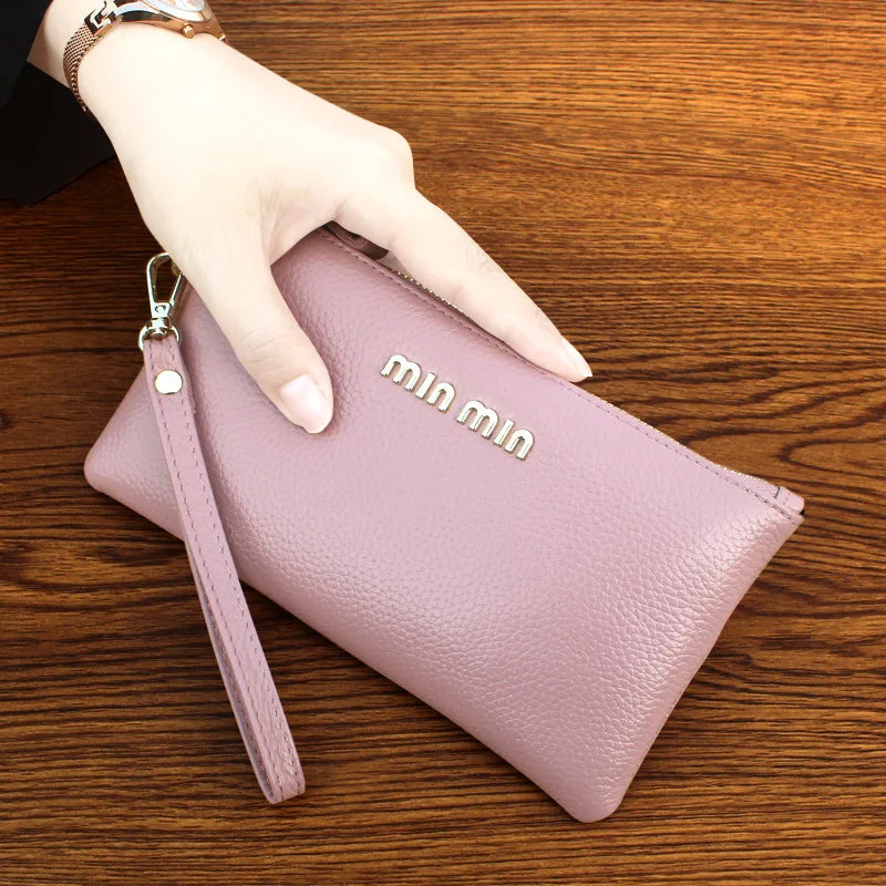 Small Lady Handbag Casual Women Clutch Bags Cowhide Mobile Phone Pouch Mini Flap