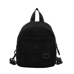 Corduroy Backpack Mini Rucksack Double Shoulder Bag for Travel