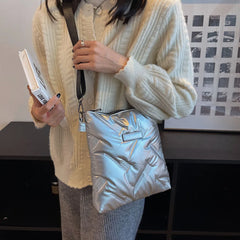 Quilted Shoulder Bag for Women Padded Handbag Female Square Bag
