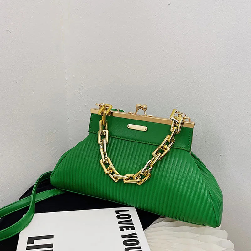 Small Shoulder Bag Thick Chain Handbag And Purse High Leather Women Tote Bags