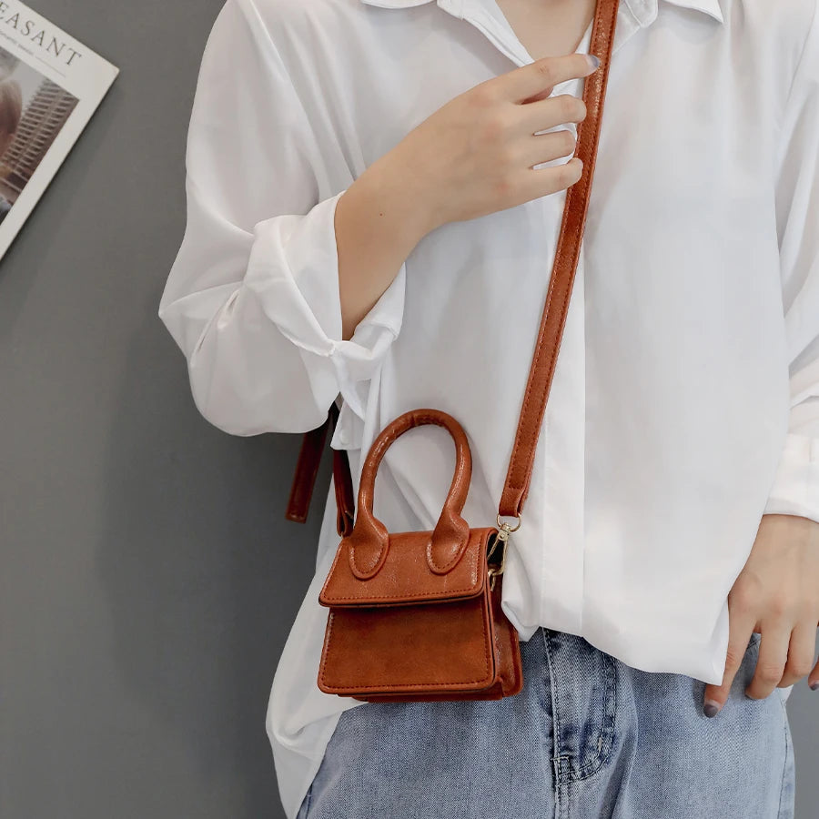 Small Square Bag Mini Shoulder Bag Leather Wallet Crossbody Female Handbag