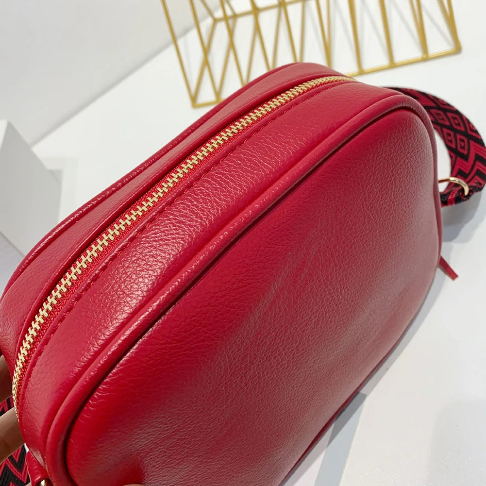Small Square Satchel Tassel Bag PU Leather Wide Strap Casual Solid