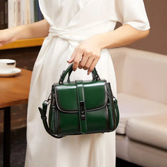 Small Square Women Shoulder Bag Lock Solid PU Leather Messenger Bag