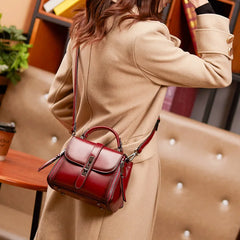 Square Lock Shoulder Bag Solid PU Leather Messenger