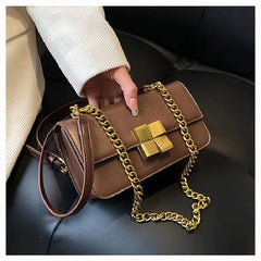 Small Women Bags Chain Shoulder Bag Solid Stitching Bag Mini Square Bag