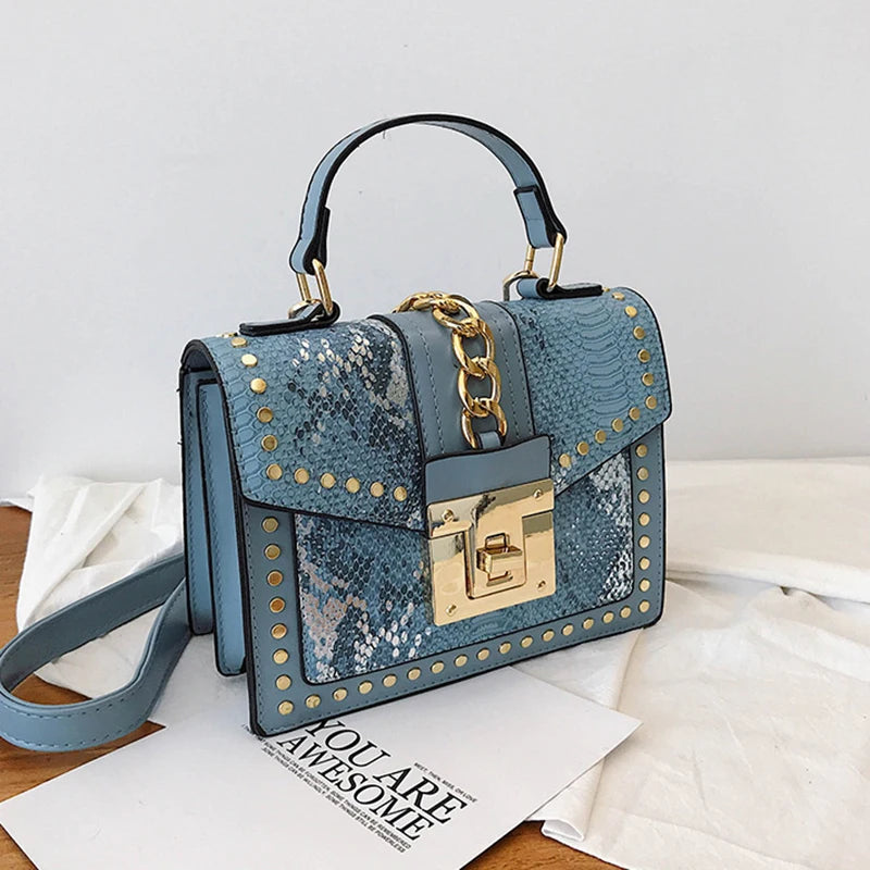 Snake Pattern Shoulder Bag Women Crossbody Messenger Handbag Clutch