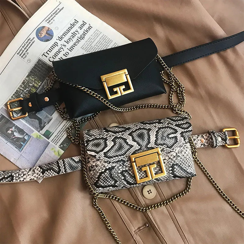 Snake Pattern PU Mini Chain Shoulder Bag