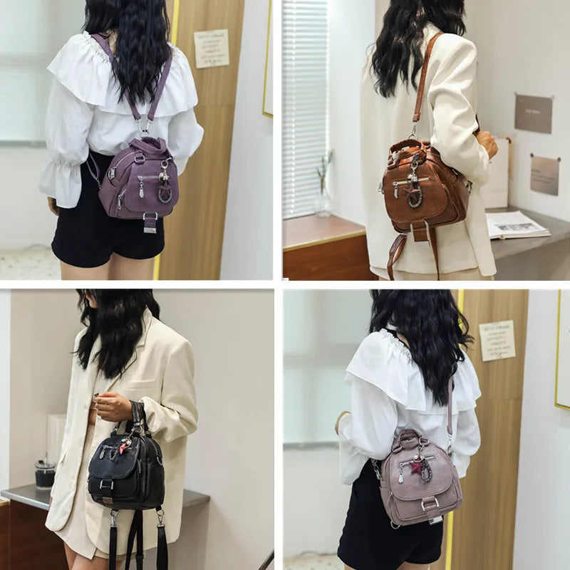 Soft Leather Mini Backpack Purse Women Ladies Tote Shoulder Bag for Girl