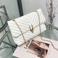 PU Ladies Shoulder Handbag Chain Tote Bag Women's Rhombus Lattice Shopper Bag