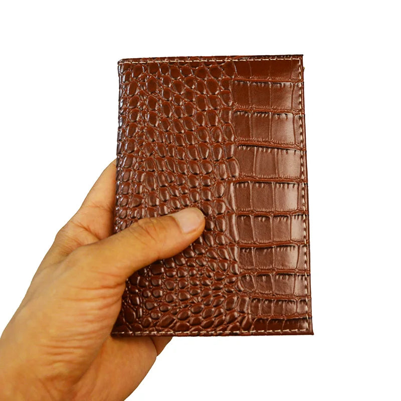 Crocodile Grain Passport Holder Wallet