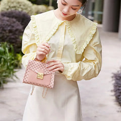 Leather Woven Shoulder Crossbody Bag for Women