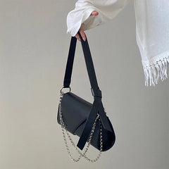 Solid Women Chain Shoulder Bags High PU Leather Ladies Underarm Bag