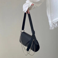 Solid Women Chain Shoulder Bags High PU Leather Ladies Underarm Bag