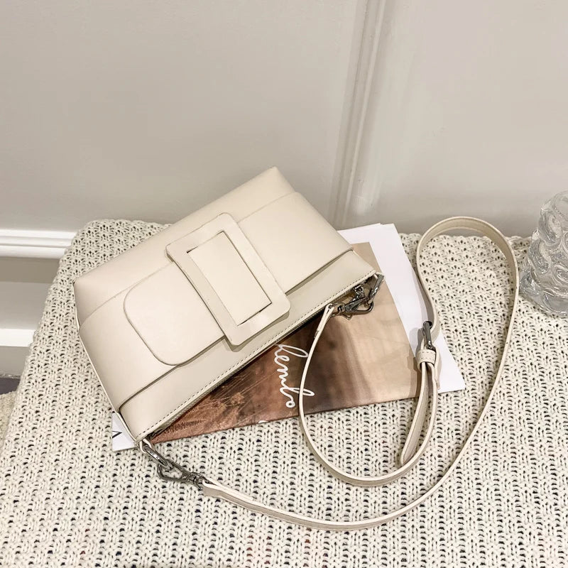 Solid Leather Women Handbag Shoulder Bags Casual Sac A Main