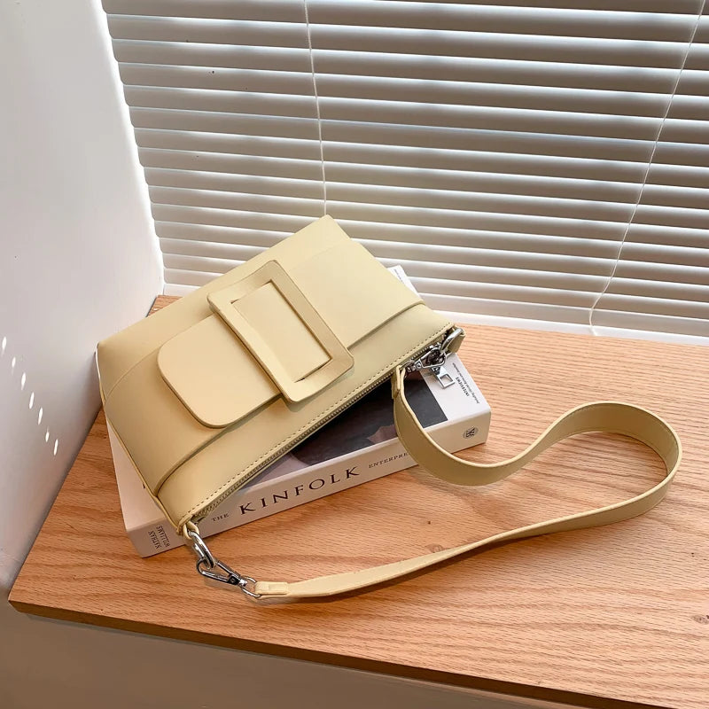 Solid Leather Women Handbag Shoulder Bags Casual Sac A Main