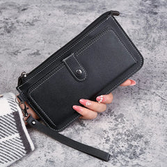 Women's PU Leather Long Wallet Large Capacity Zipper Purse