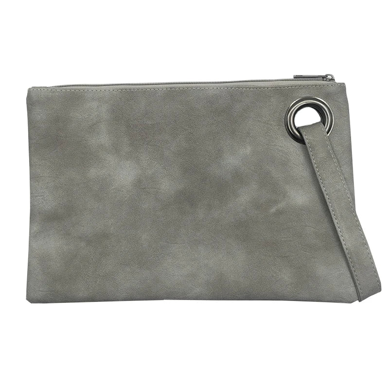 Solid Leather Envelope Clutch Bag for Women Evening Handbag
