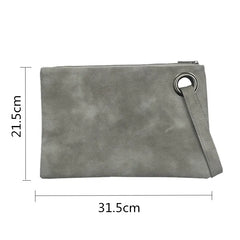 Solid Leather Envelope Clutch Bag for Women Evening Handbag