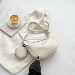 Solid Leather Purses and Handbags For Women Shoulder Crossbody Bags