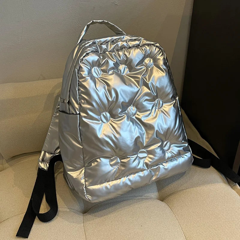Winter Backpack for Teenager Student Down Schoolbag Women Shoulder Bag Trave