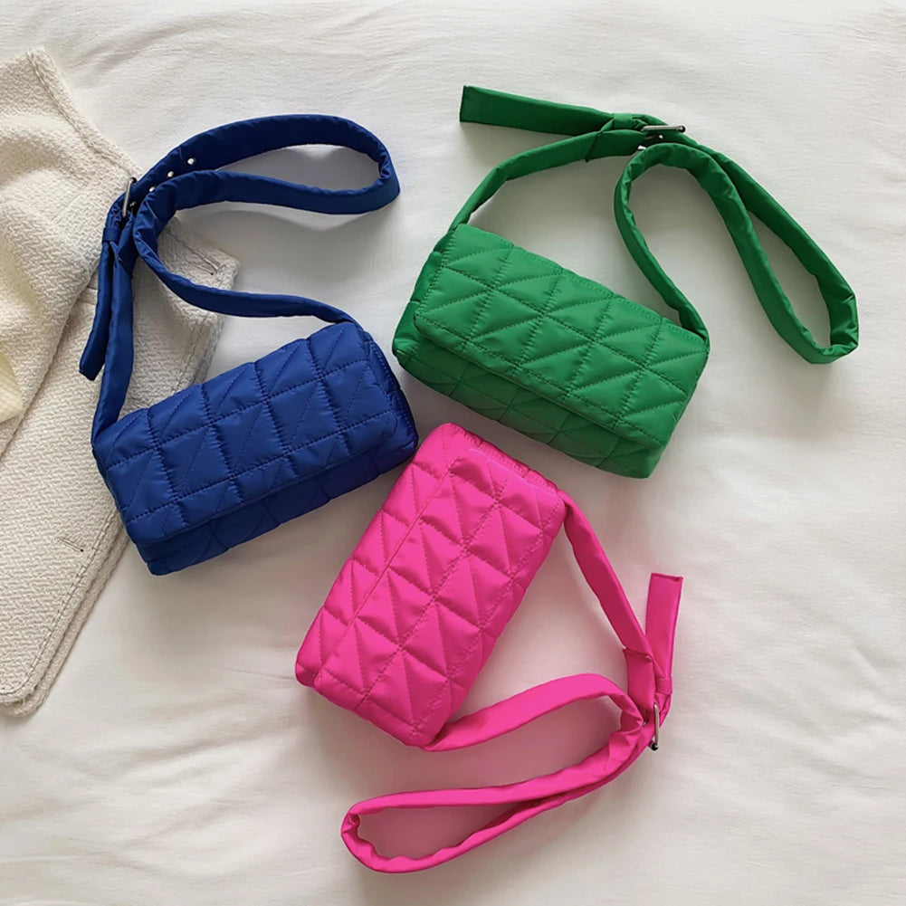 Winter Nylon Quilted Shoulder Bag Women