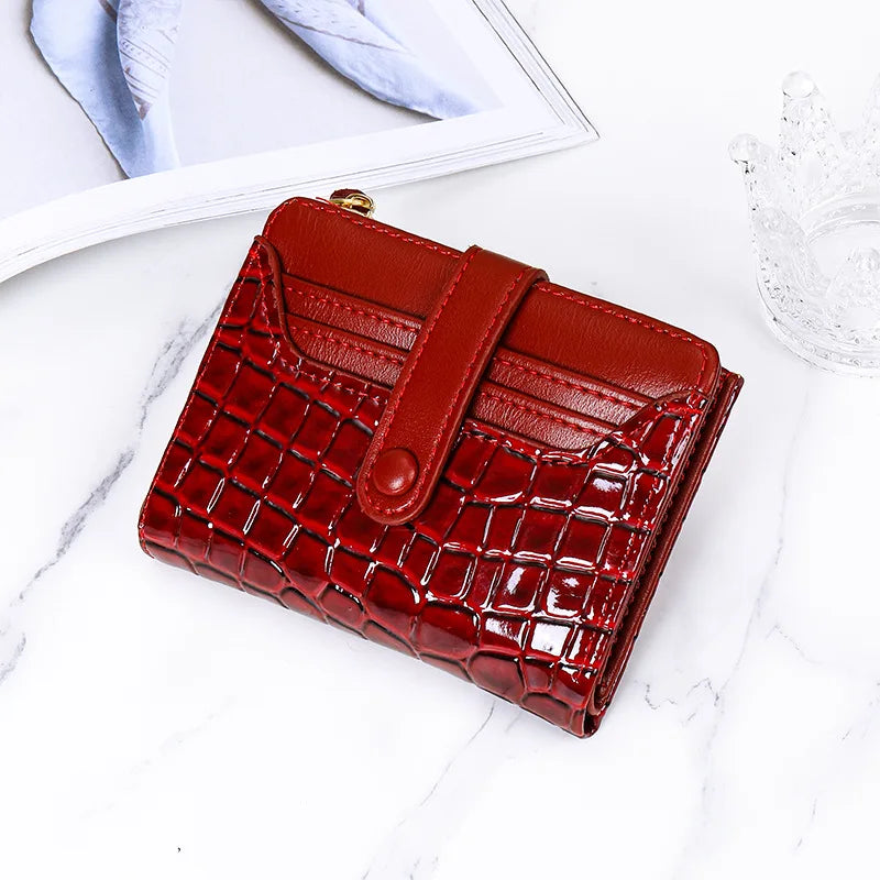 Stone Pattern Women's Wallet Leather Short Purses Thin Small Purse