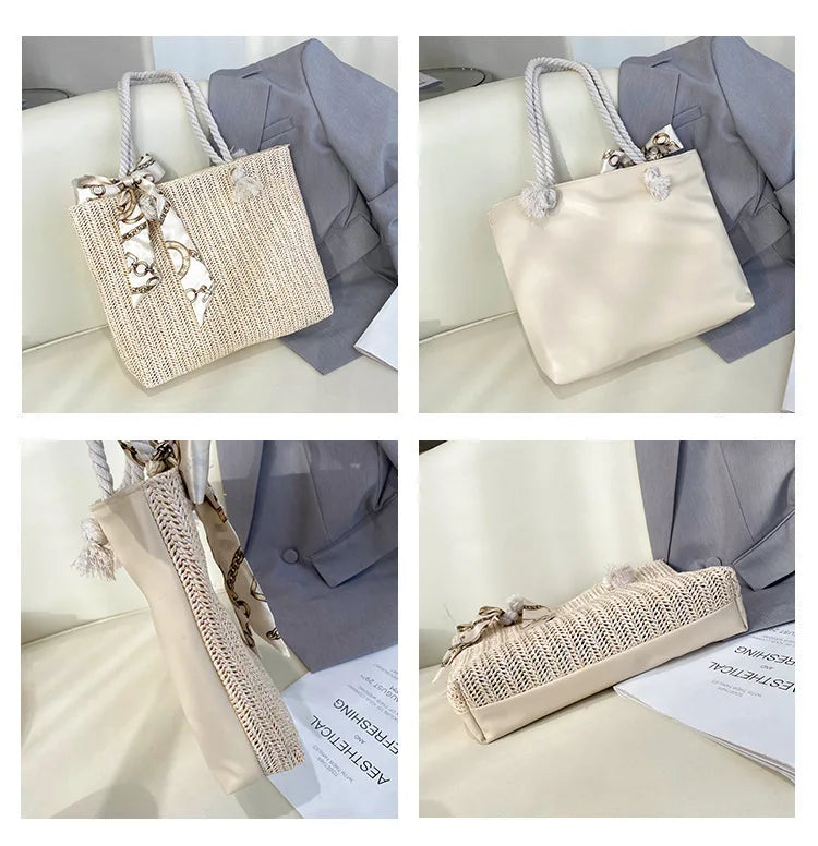 Woven Basket Tote Summer Beach Bags Lady Handbags
