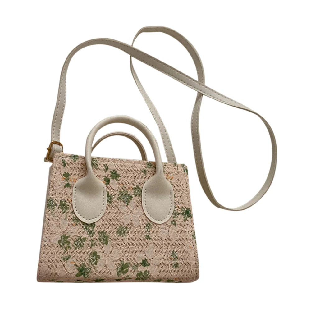 Straw Flower Shoulder Bags Summer Beach Tote Crossbody Bags