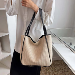 Straw Beach Tote Bag Woven Leather Shoulder Handbag