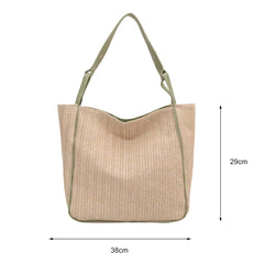 Straw Beach Tote Bag Woven Leather Shoulder Handbag