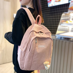 Stripe Corduroy Women Backpack Schoolbag Teenage Girls Boys Harajuku Female