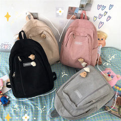 Stripe Corduroy Women Backpack Schoolbag Teenage Girls Boys Harajuku Female