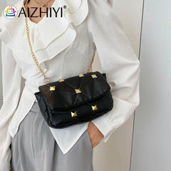 Studded PU Leather Crossbody Bag Chain Shoulder Tote Vintage Messenger