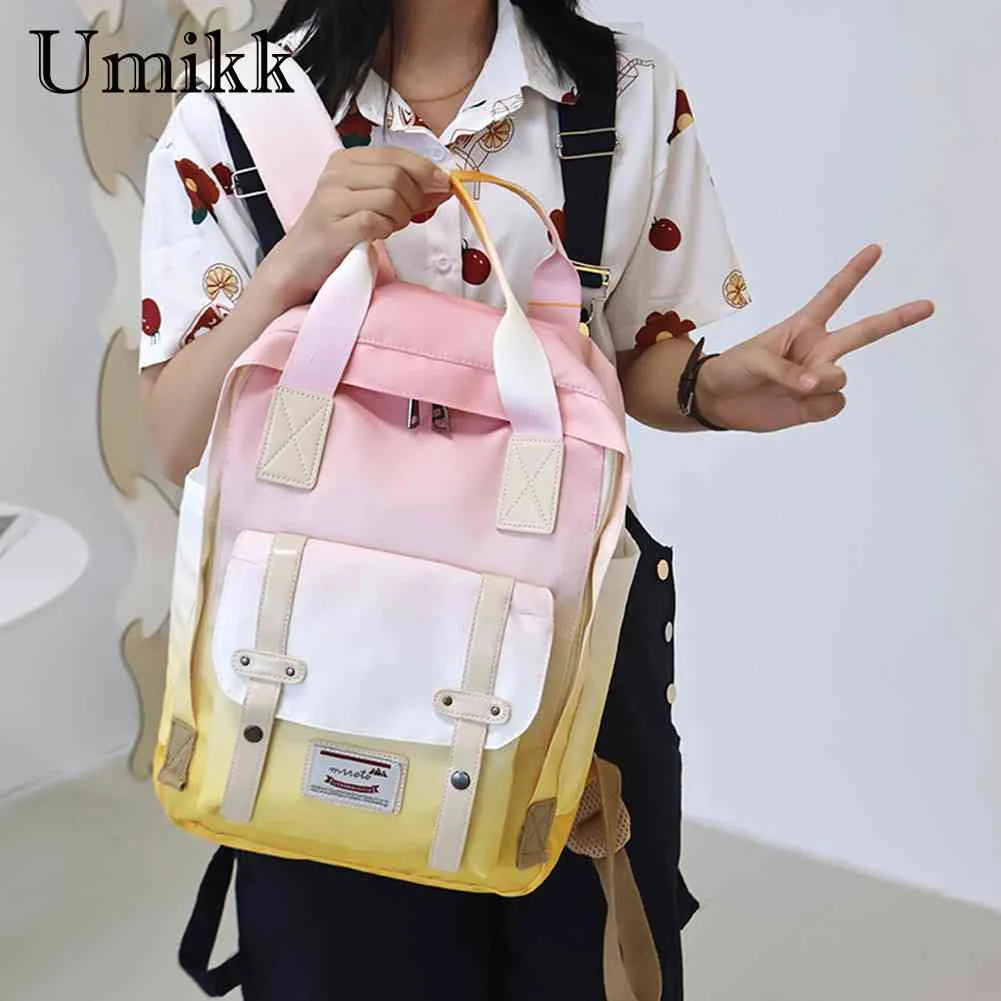 Student Schoolbag Gradient Travel Daypack Ladies Shoulder Bag