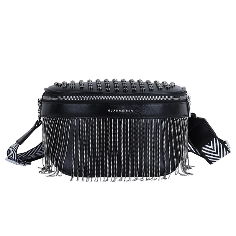 Tassel Leather Crossbody Chest Bag Woman Waist Bag