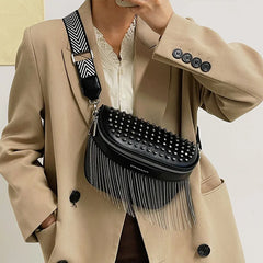 Tassel Leather Crossbody Chest Bag Woman Waist Bag