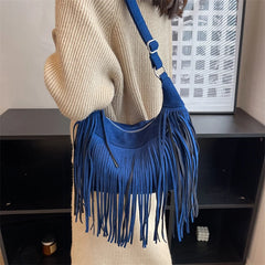 Tassel Women Shoulder Bags Faux Suede Handbags Large Capacity Crossbody Bags