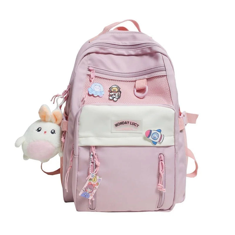 Teen Schoolbag Waterproof Nylon Backpack High Capacity Travel Bag
