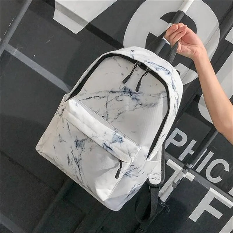 Teenager Backpack Boys Girls Marble Stone Print Backpack Rucksack
