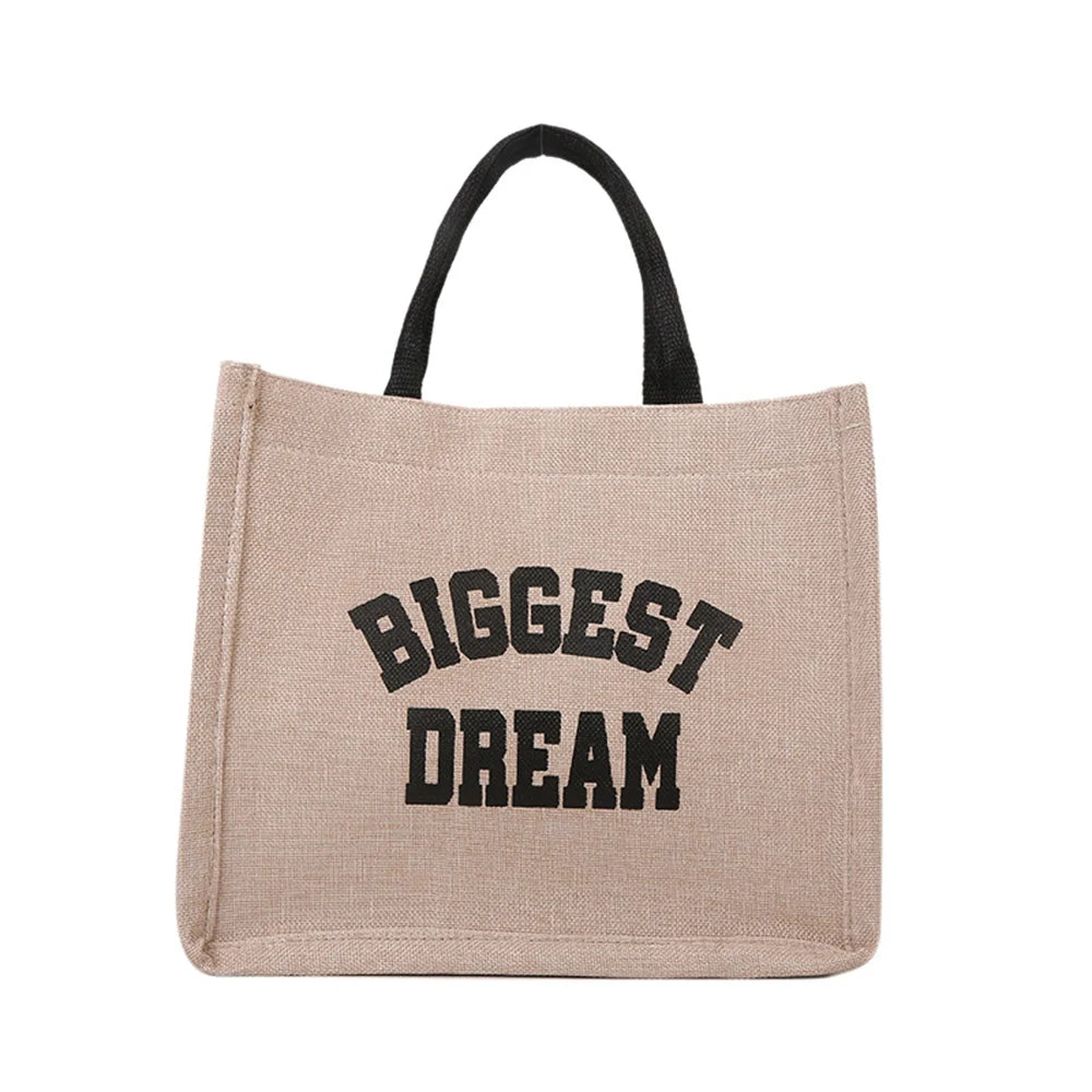 Canvas Tote Handbag Letter Large Capacity Vintage Bag